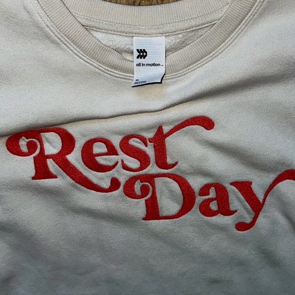 All in Motion White Crew Neck Sweater with Red Print - Picture 2 of 3